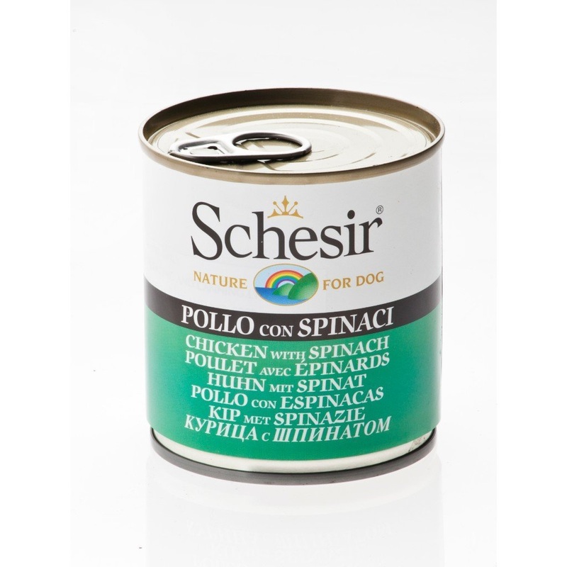Schesir Chicken with Spinach Canned Dog Food, 285g