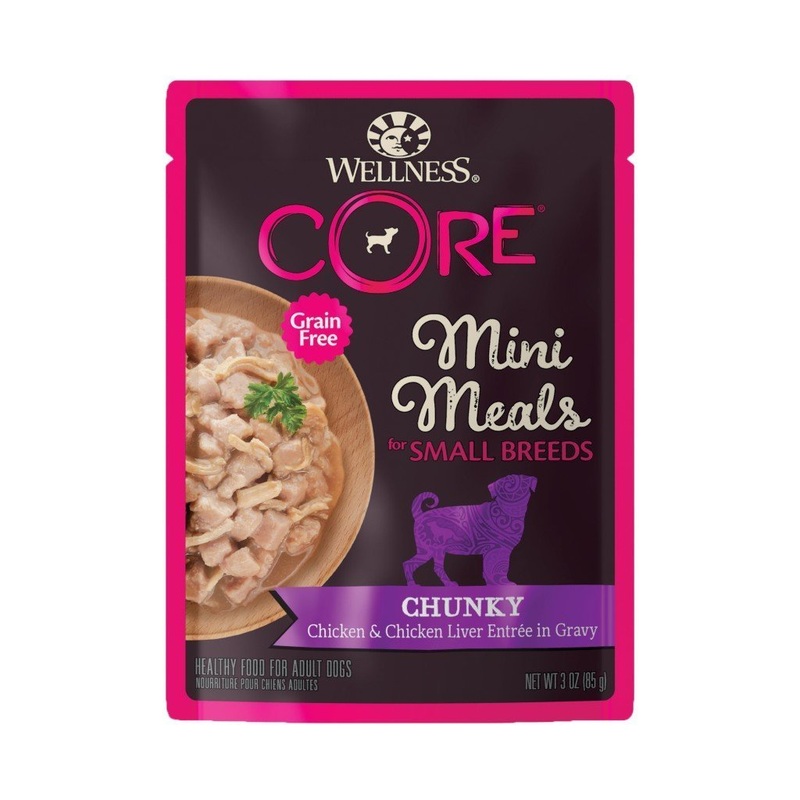 Wellness CORE Small Breed Mini Meals Chunky Chicken & Chicken Liver Grain-Free Wet Dog Food, 85g