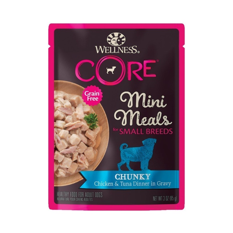 Wellness CORE Small Breed Mini Meals Chunky Chicken & Tuna Grain-Free Wet Dog Food, 85g
