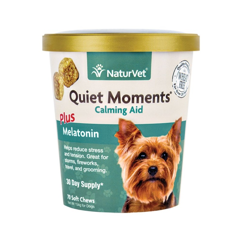 Naturvet Quiet Moments Calming Aid Plus Melatonin Soft Chews Dog Supplement, 70 ct.