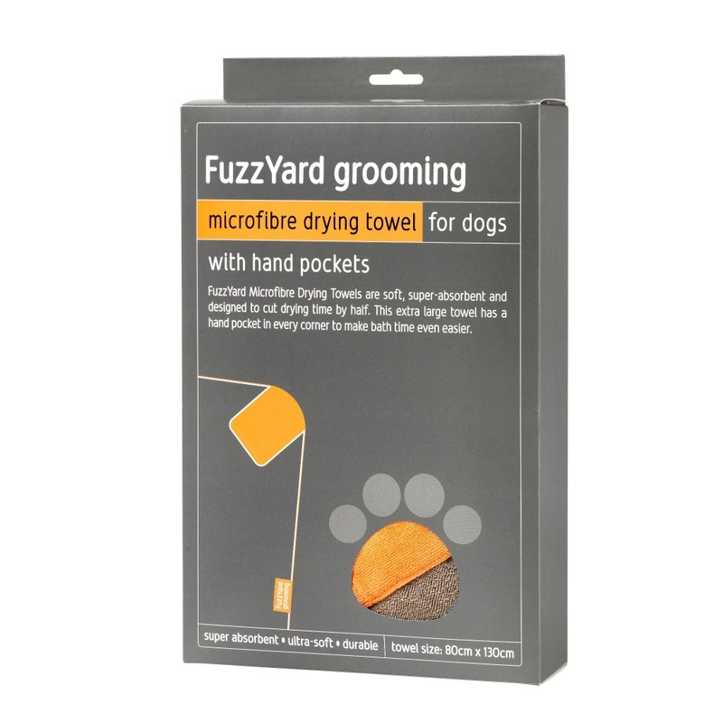 FuzzYard Brown Microfibre Drying Towel with Hand Pockets