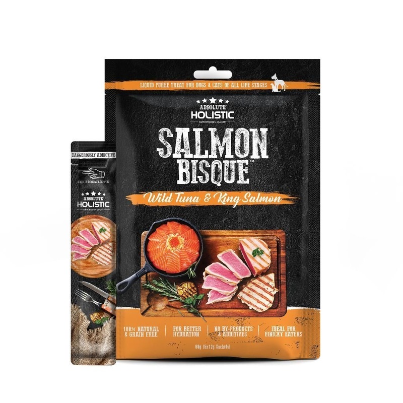 Absolute Holistic Salmon Bisque Tuna & King Salmon Pet Creamy Treat, 12g x 5