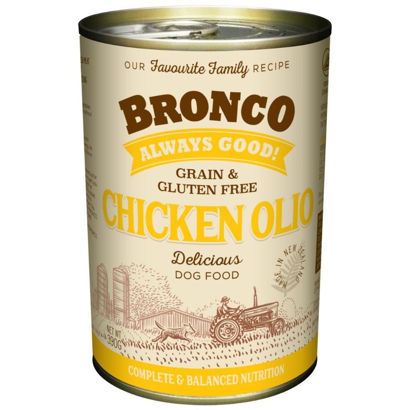 Bronco Chicken Olio Canned Dog Food, 390g x 12