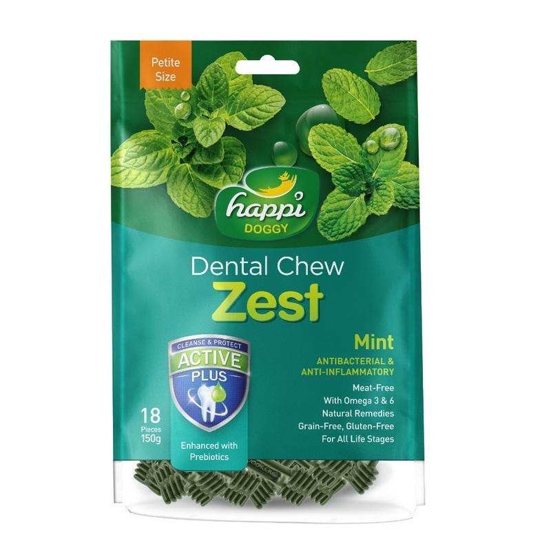 Happi Doggy Zest Mint Dog Dental Chews (2 Sizes)