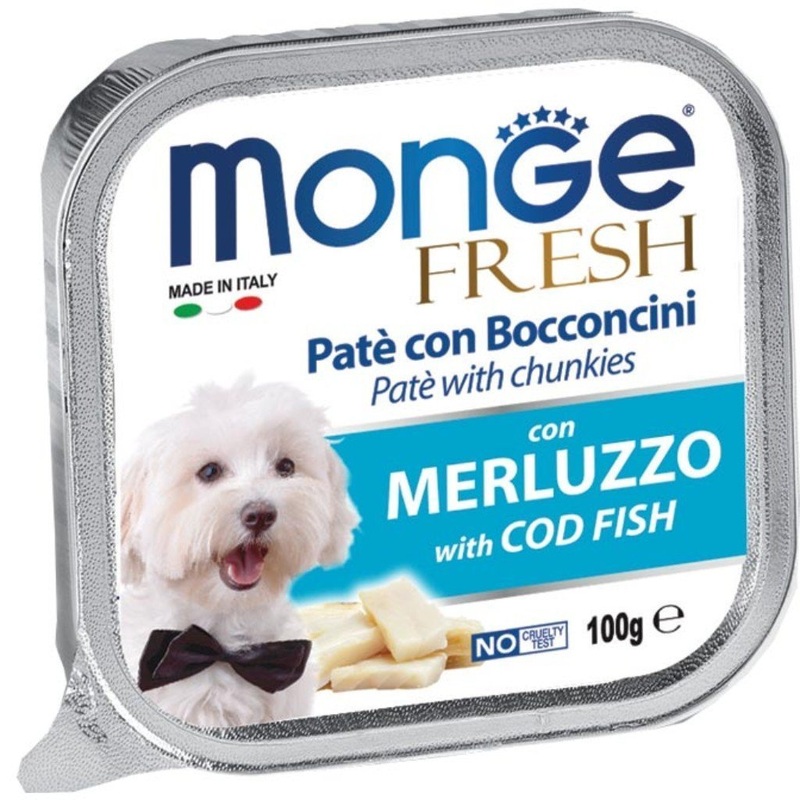 Monge Fresh Pat & Chunkies with Cod Fish Tray Dog Food, 100g