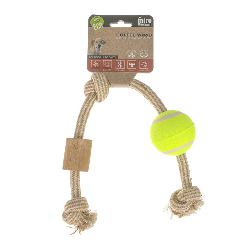 Miro & Makauri Coffee Wood Ball & Tug Toy Large