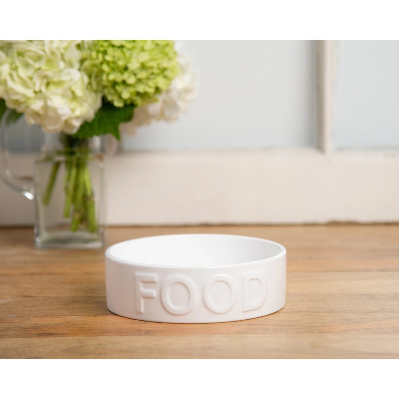 "Food" Classic White Dog Bowl