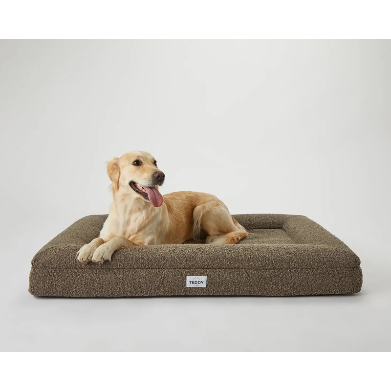 Khaki Boucle Fabric Bed for Dogs - S/M/L