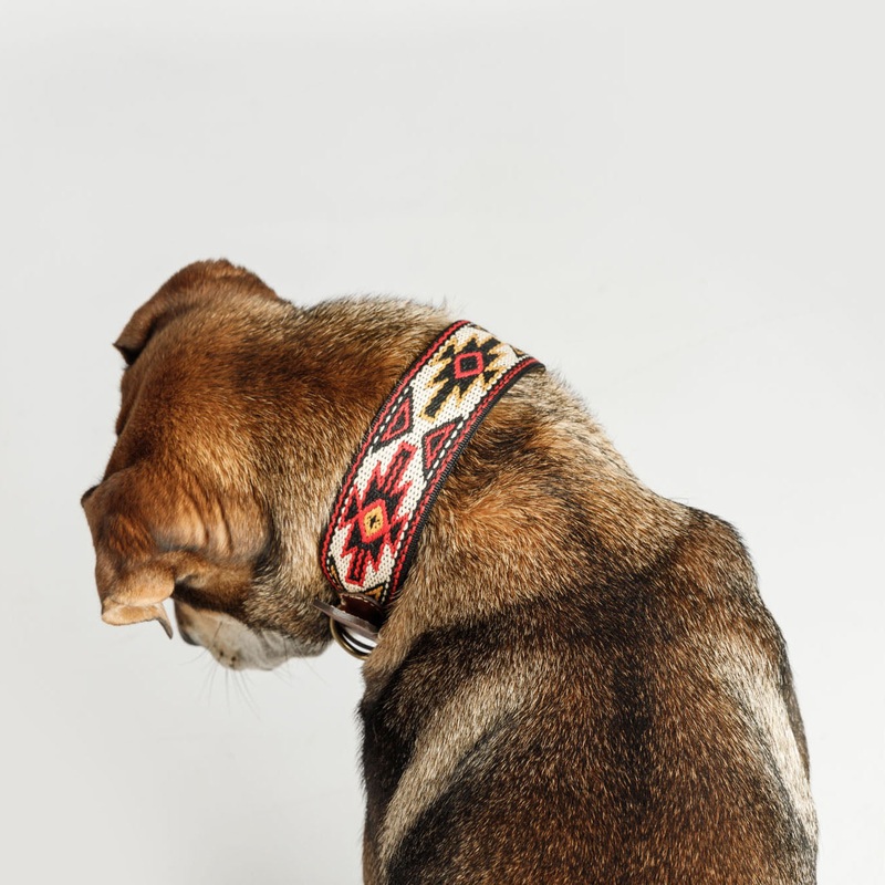 Peyote Red Handcrafted Dog Collar