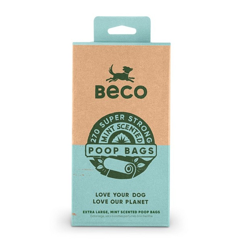 Beco Mint Scented Poop Bags with Handles - Big, Strong & Leak Proof