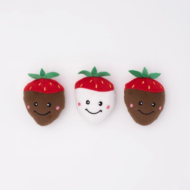 Chocolate Covered Strawberries (3 pack) Soft Squeaky Toys