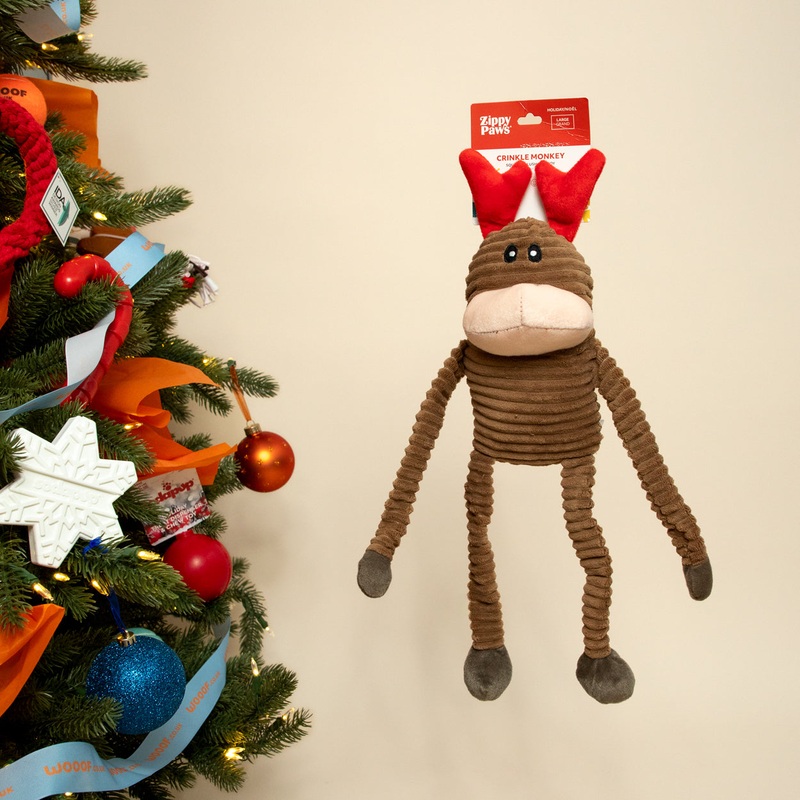 Christmas Soft Crinkly Dog Toy - Large Reindeer
