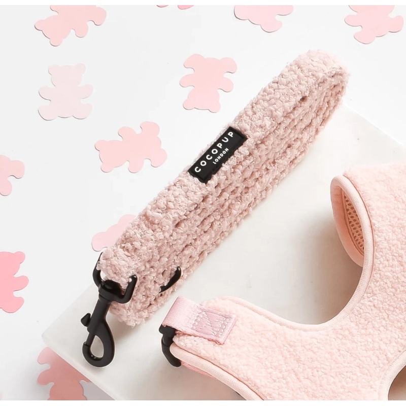 Fluffy Teddy Dog Lead - Pink