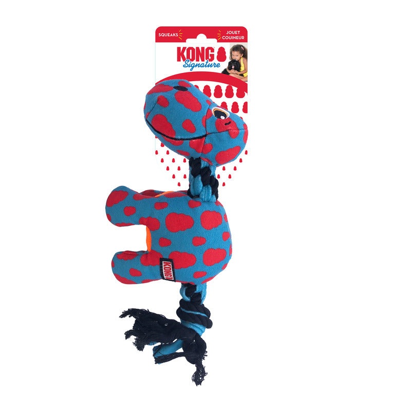 KONG Signature Dynos, Squeaky, Soft, Stretchy, Strong Fleece Rope Tug Toy - Medium - Two Colours