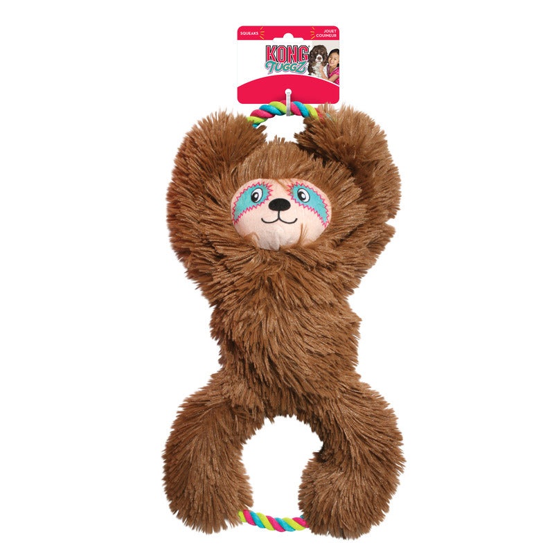 KONG Tuggz Sloth Soft Squeaky Crinkly Tug Toy - Extra Large