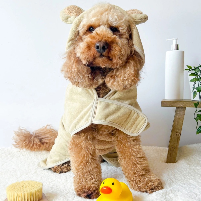 Teddy Dog Drying Robe - Cream