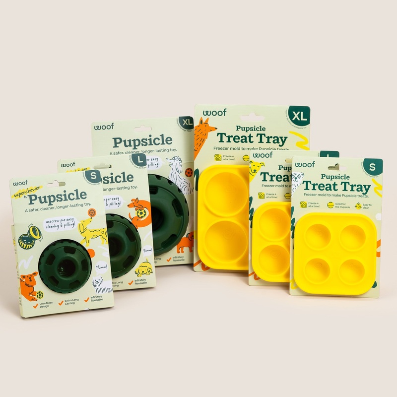 Woof Green Pupsicle Toy + Treat Tray Combo