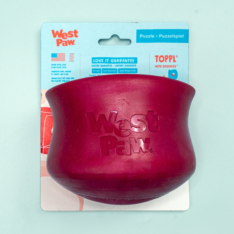 Zogoflex Toppl Treat Dispenser & Enrichment Feeder for Dogs - Ruby Red