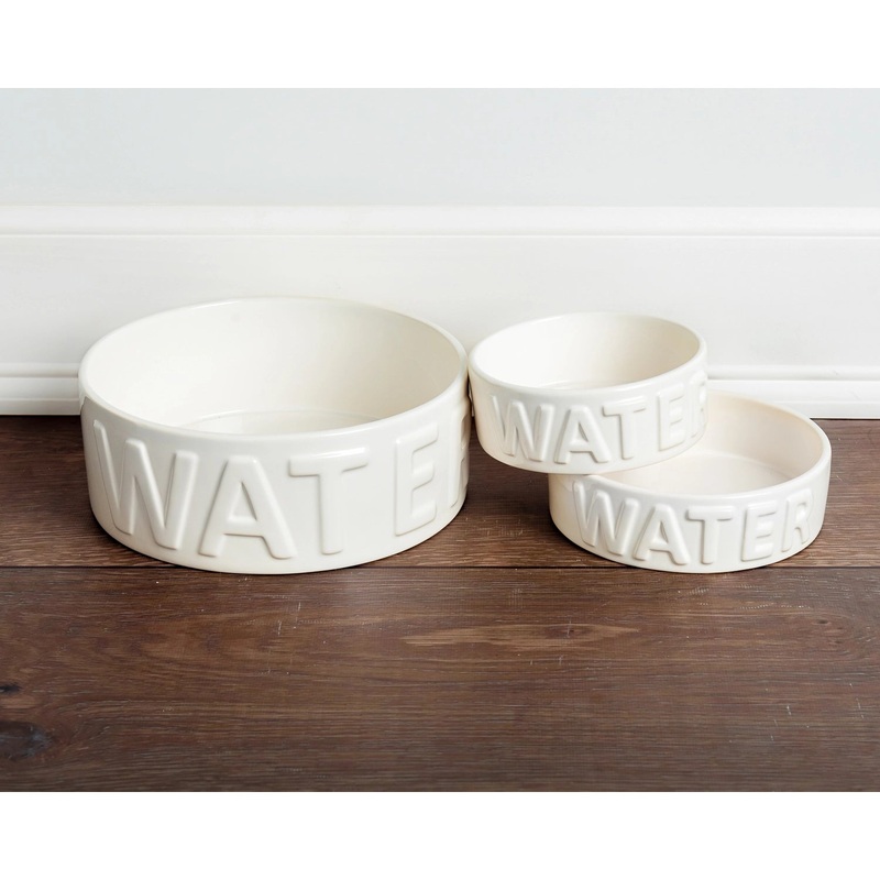 "Water" Classic White Dog Bowl
