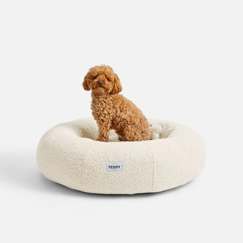 White Boucle Fabric Cloud Bed for Dogs - S/M/L