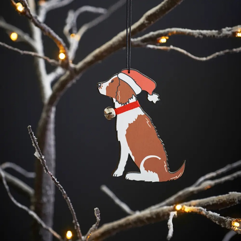 Christmas Tree Dog Decoration, Springer Spaniel, Liver and White