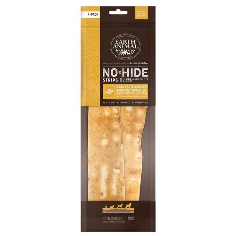 Earth Animal No Hide Strips Chew for Dogs - Peanut Butter