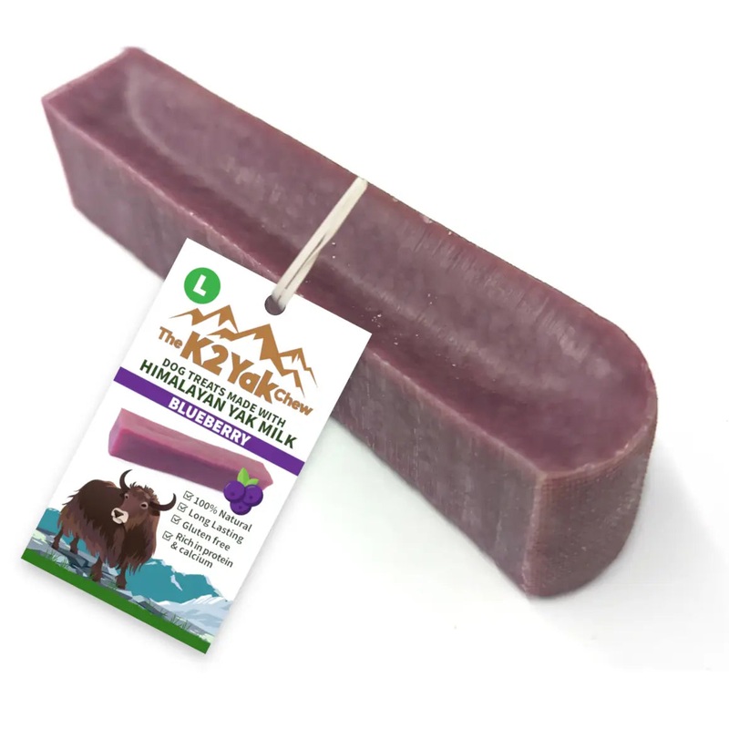 K2 Yak Bar Chews, Blueberry, Large, 100% Natural Longer Lasting Dog Chews - 3 Sizes