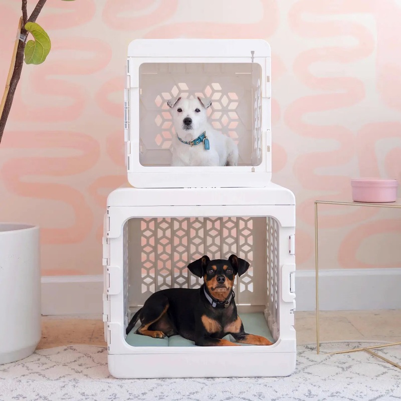 KindTail Pawd Modern White Collapsible Plastic Dog & Pet Crate