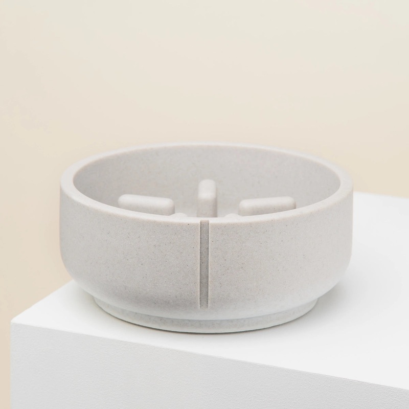 Pino Solid Dolphin Grey Slow Feeder Dog Pet Bowl - Medium