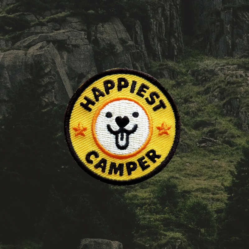 Scout's Honour Happiest Camper, Iron On Patch Merit Badge for Dogs & Cats