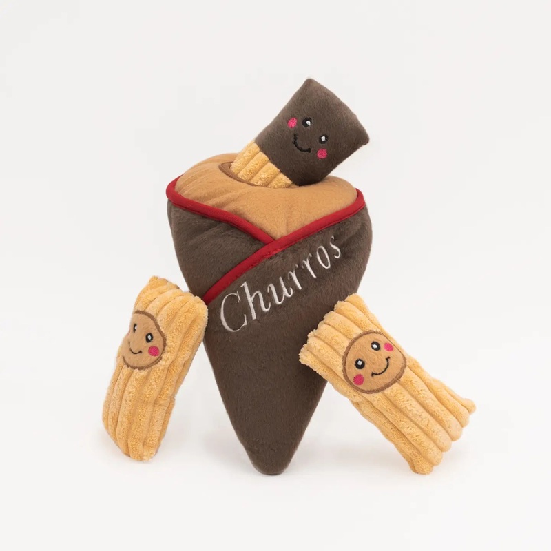 Zippy Burrow Churro Cone Soft Squeaky Burrow Toy for Dogs