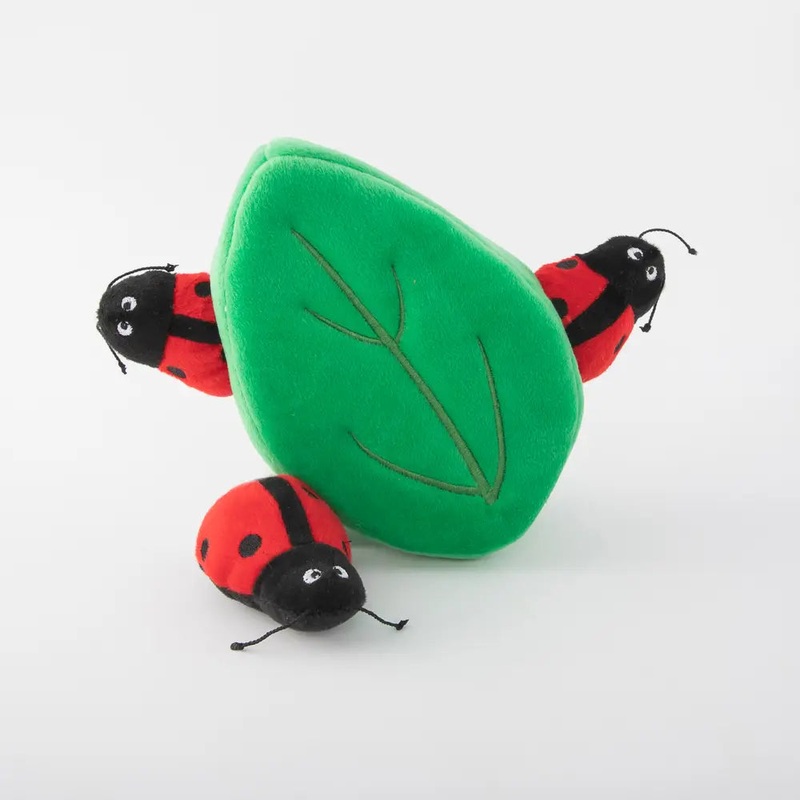 Zippy Burrow Ladybug in Leaf Soft Squeaky Burrow Toy for Dogs