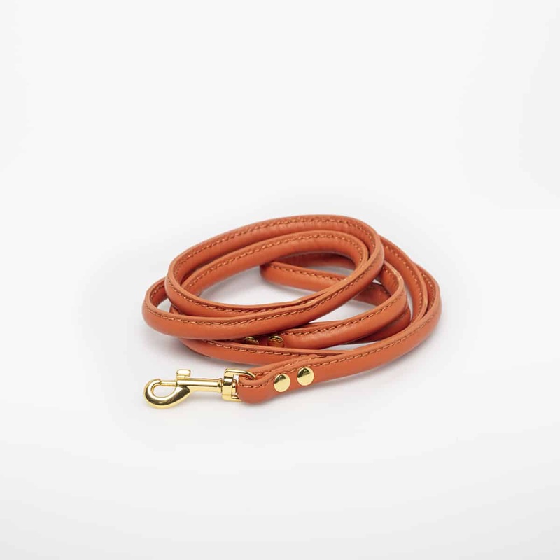 Cognac Genuine Leather Dog Lead