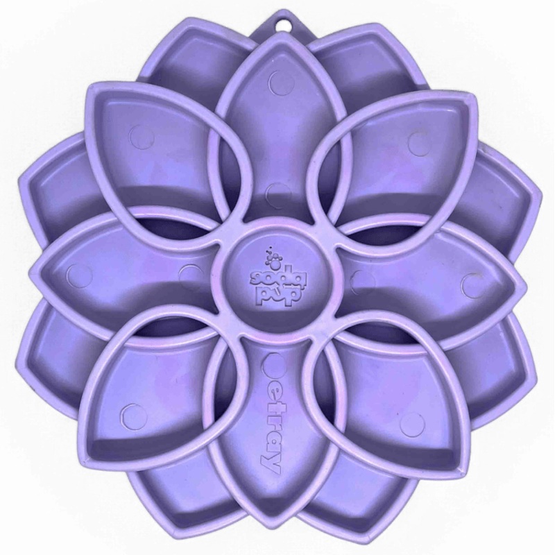 SodaPup Pastel Purple Mandala Softie eTray Enrichment Shallow Slow Feeder Bowl with Suction Cups for Dogs