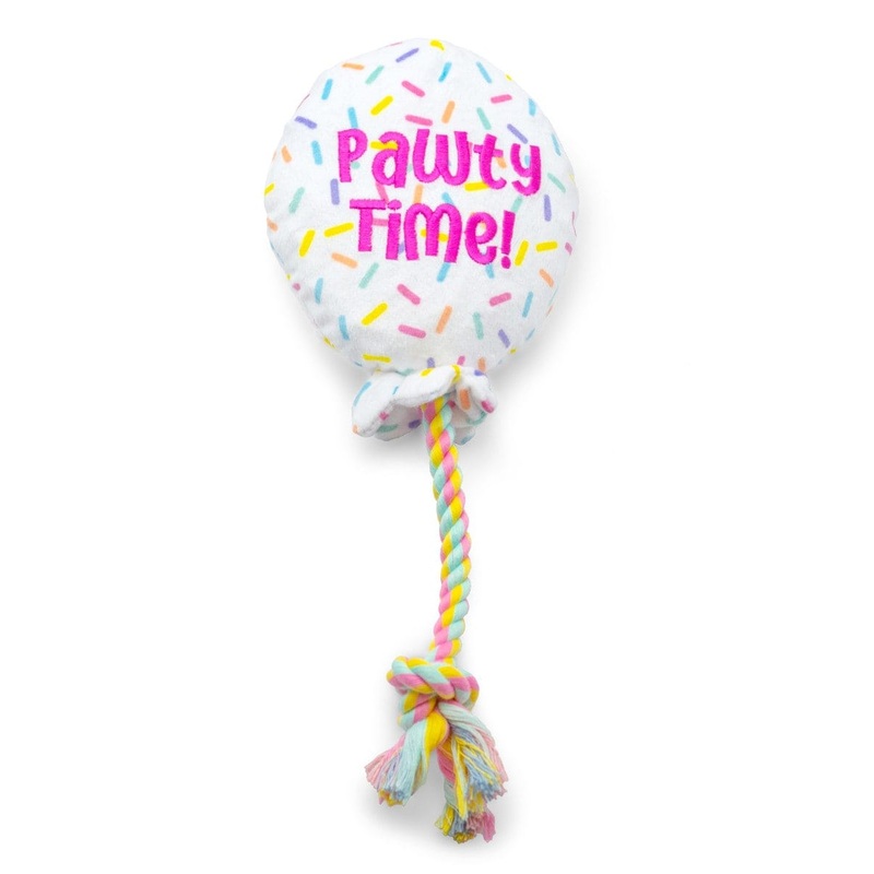 ThoozyPet Birthday Plush Balloon with Rope Dog Toy