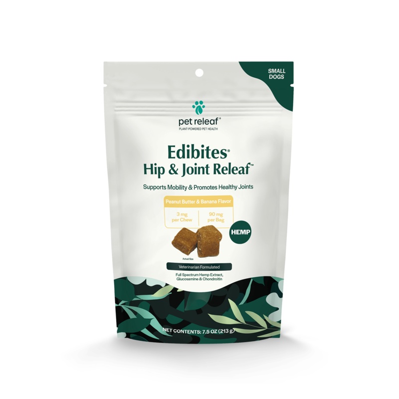 Pet Releaf Hip & Joint Releaf Edibites for Small Dogs Peanut Butter & Banana Flavor