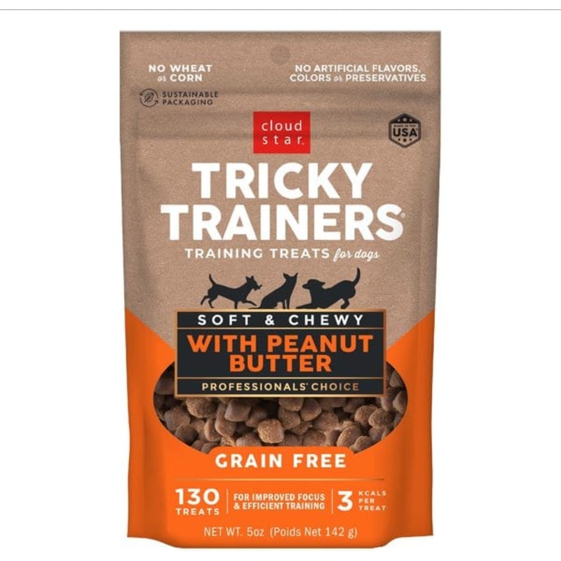 Cloud Star Tricky Trainers Grain Free Soft & Chewy with Peanut Butter Dog Treats