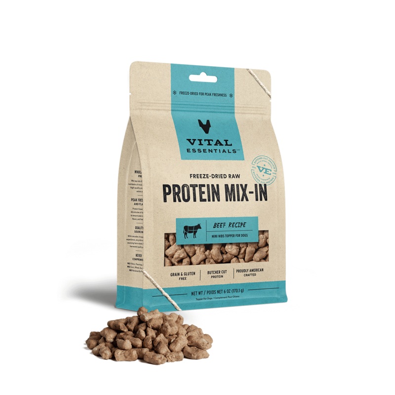 Vital Essentials Beef Recipe Freeze-Dried Raw Protein Mix-In Mini Nibs Topper For Dogs