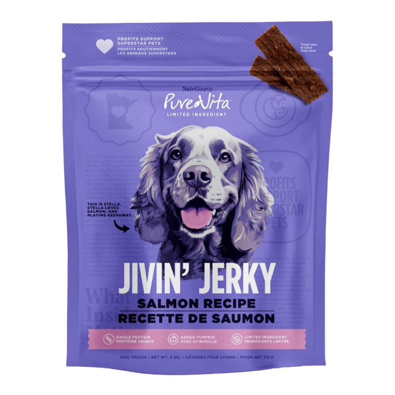 PureVita Jivin' Jerky Limited Ingredient Salmon Jerky Treats for Dogs