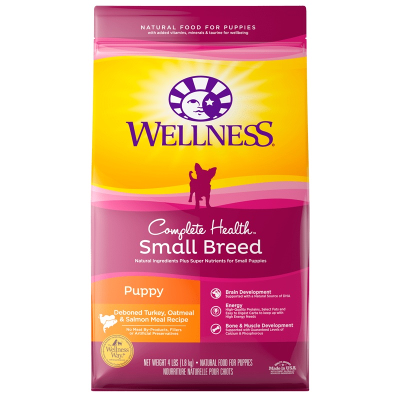 Wellness Complete Health Natural Small Breed Puppy Healthy Weight Turkey, Oatmeal and Salmon Meal Recipe Dry Dog Food