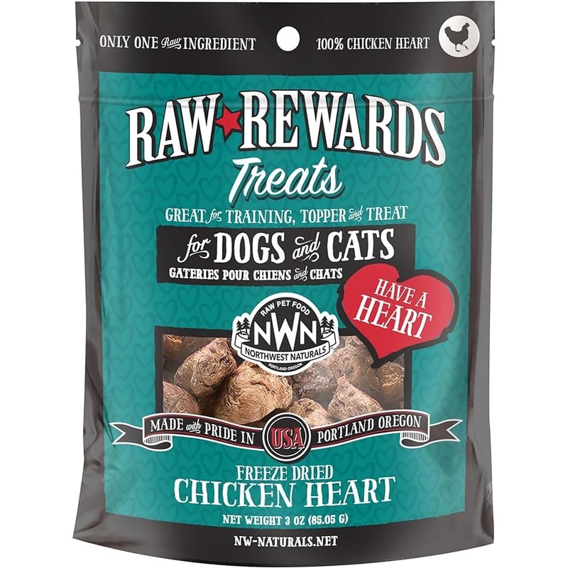 Northwest Naturals Raw Rewards Freeze-Dried Raw Chicken Heart Treats for Cats & Dogs