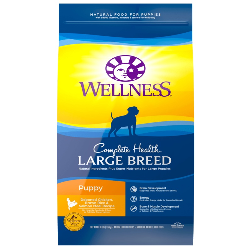 Wellness Complete Health Natural Large Breed Puppy Chicken, Brown Rice and Salmon Recipe Dry Dog Food