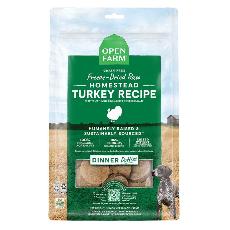 Open Farm Grain Free Raw Dog Food Patties Homestead Turkey Recipe Freeze Dried