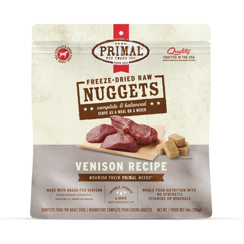 Primal Freeze Dried Nuggets Grain Free Venison Formula Complete Diet for Dogs