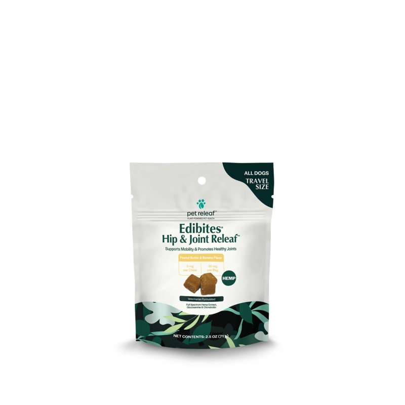 Pet Releaf Hip & Joint Releaf Travel Size Edibites Peanut Butter & Banana Flavor for Dogs