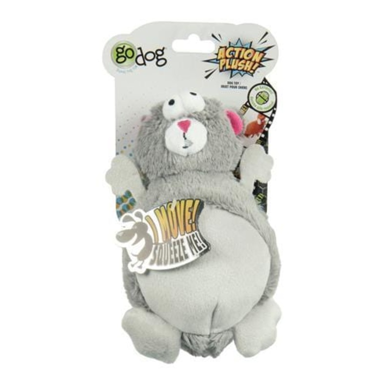 GoDog Action Animated Squeaker Plush Squirrel Toy for Dogs