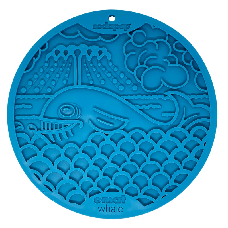 SodaPup Blue Whale Design eMat Enrichment Lick Mat With Suction Cups for Dogs