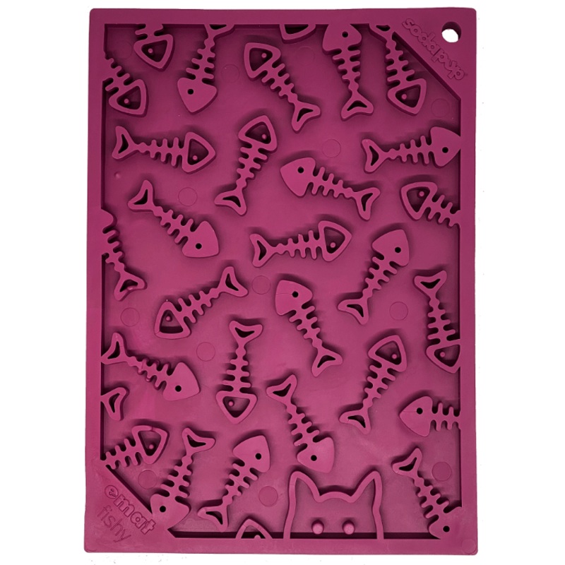 SodaPup Plum Fishy Design eMat Enrichment Lick Mat for Dogs & Cats