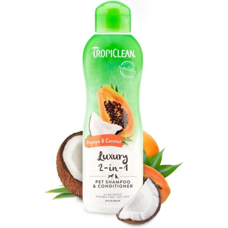 TropiClean Luxury 2-in-1 Papaya & Coconut Shampoo & Conditioner for Dogs