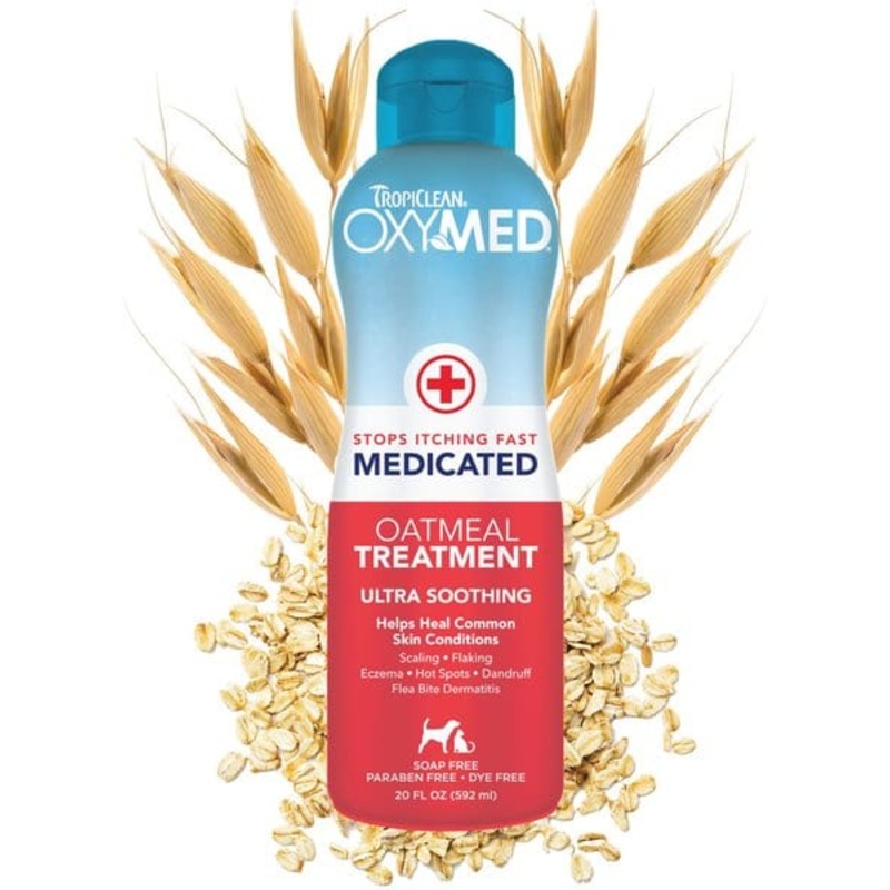 TropiClean OxyMed Medicated Itch Relief Oatmeal Conditioner Treatment for Dogs